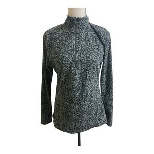 Eddie Bauer womens half zip fleece sweatshirt. Long sleeve grey black.Small